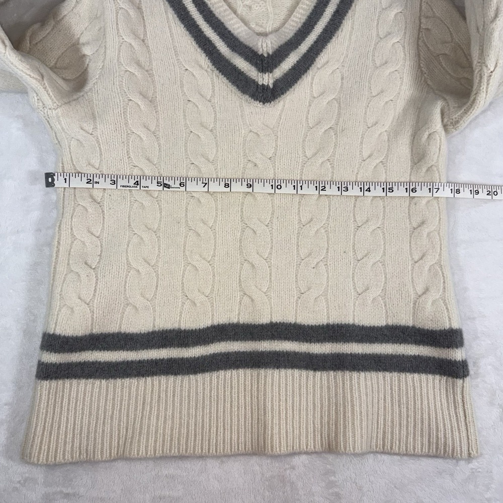 Polo Ralph Lauren The Iconic Cricket Sweater Womans MD Wool Cashmere Cream Gray - Picture 12 of 15